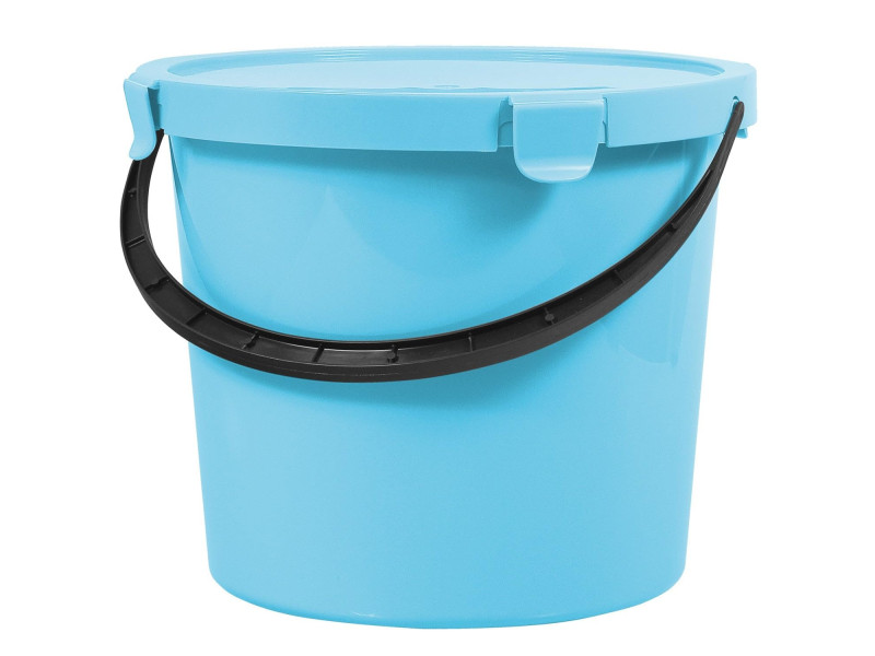 plast team Seau à cueillette avec couvercle,10 L, bleu clair