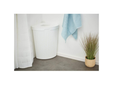 NHG Panier à linge SEOUL, 62 litres, triangulaire, blanc