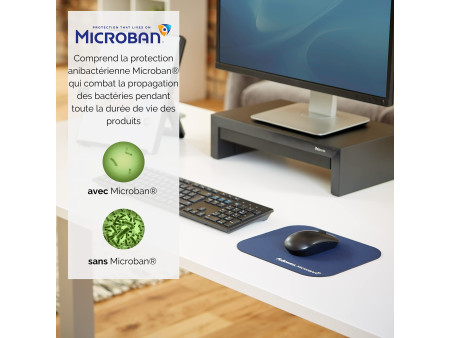 Fellowes tapis de souris Microban, en néoprène, bleu