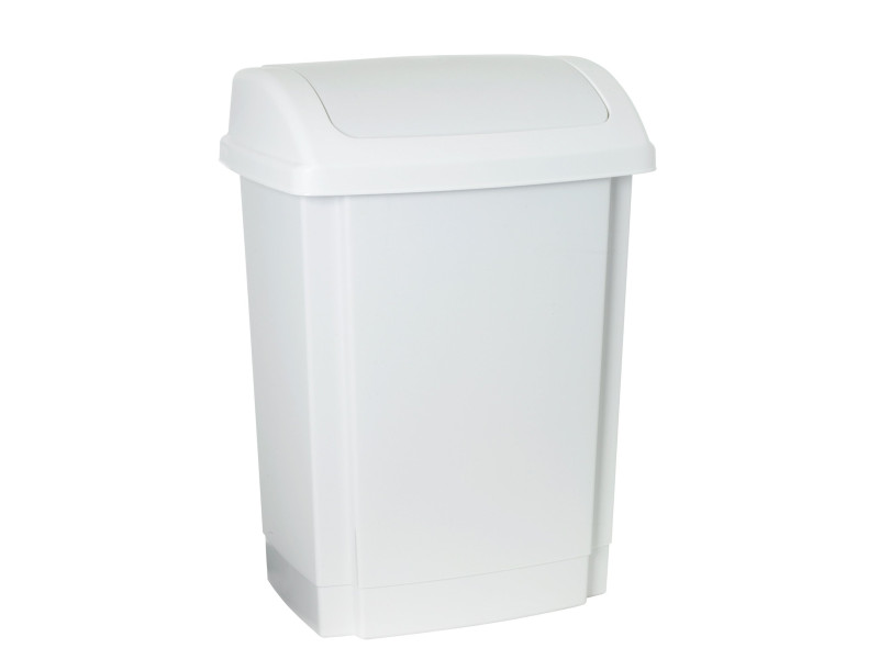 past team Poubelle à couvercle basculant, 15 litres, blanc