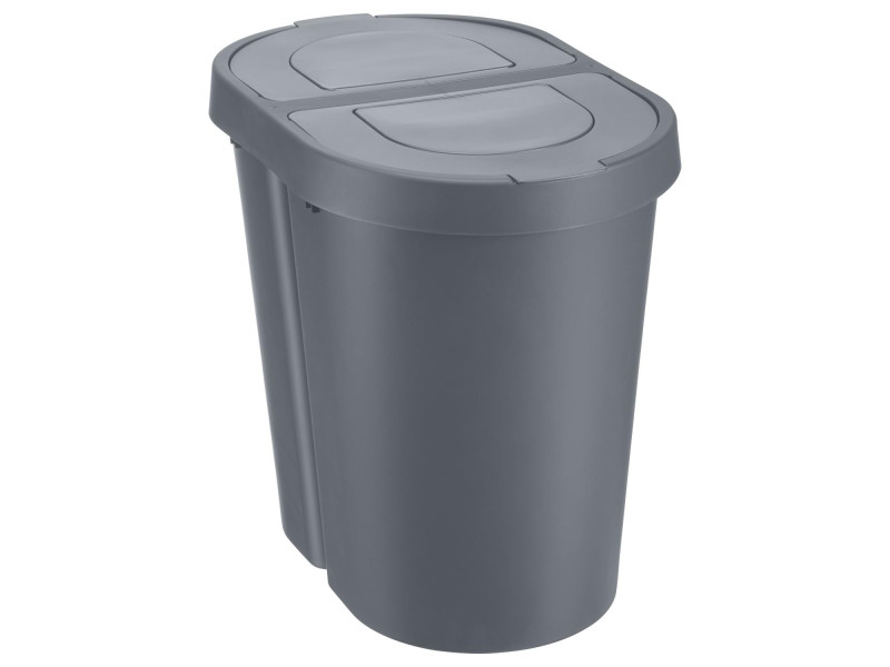 plast team Poubelle tri sélectif SEATTLE DUO, 2x25 L, argent