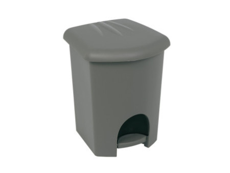 plast team Poubelle à pédale, 16 litres, argent
