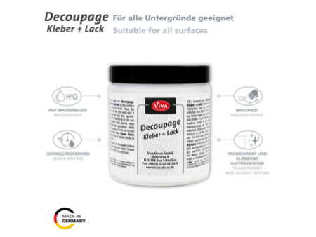 ViVA DECOR Découpage Colle + Vernis, transparent, 250 ml