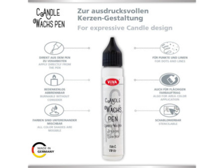 ViVA DECOR Candle Wachs Pen, 28 ml, blanc