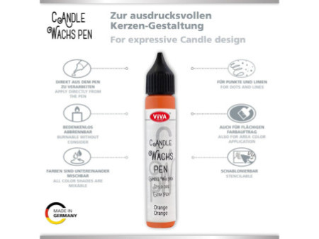 ViVA DECOR Candle Wachs Pen, 28 ml, orange