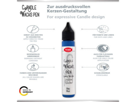 ViVA DECOR Candle Wachs Pen, 28 ml, bleu