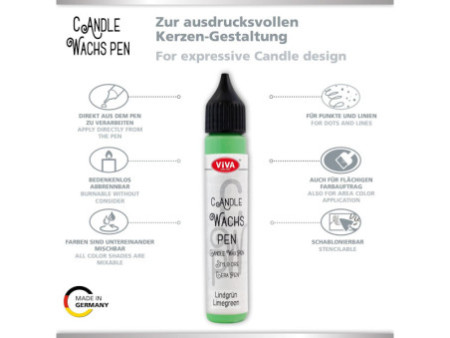 ViVA DECOR Candle Wachs Pen, 28 ml, vert tilleul