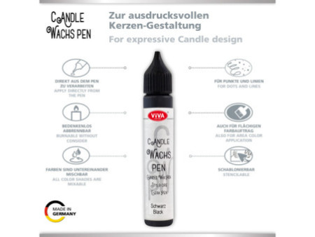 ViVA DECOR Candle Wachs Pen, 28 ml, noir
