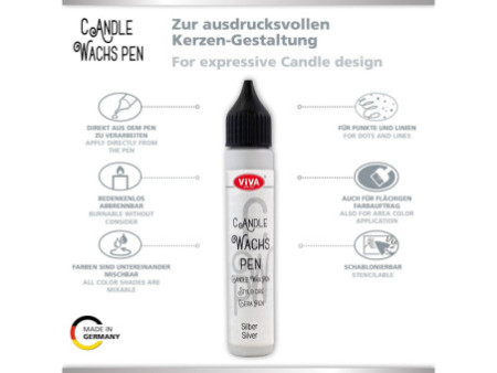 ViVA DECOR Candle Wachs Pen, 28 ml, argent