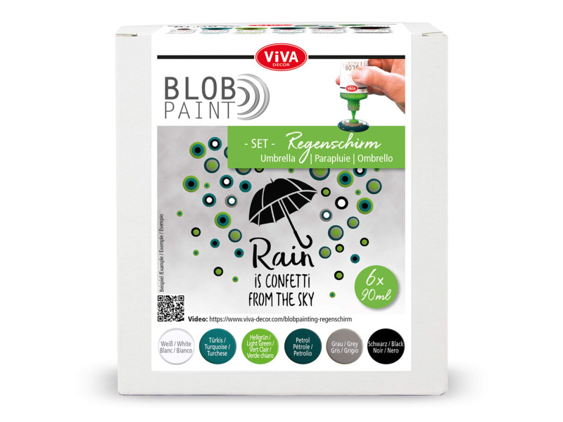 ViVA DECOR Set de peinture Blob Paint 'Parapluie', 6 pièces