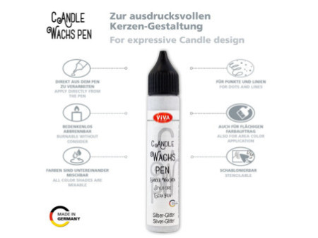 ViVA DECOR Candle Wachs Pen, 28 ml, set de 2, argent