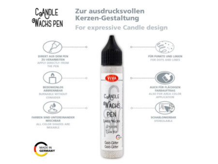 ViVA DECOR Candle Wachs Pen, 28 ml, set de 4, argent/or