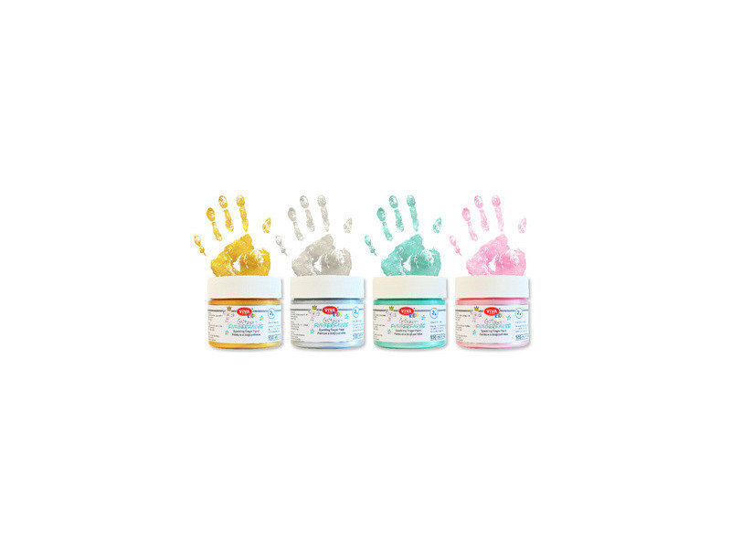 ViVA DECOR Peinture au doigt 'ViVA KIDS', set de 4 Pailleté