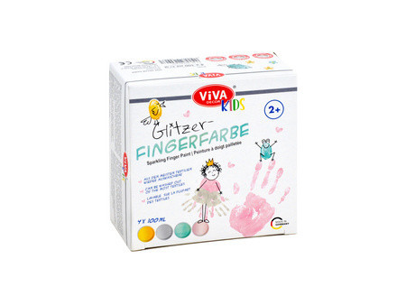 ViVA DECOR Peinture au doigt 'ViVA KIDS', set de 4 Pailleté