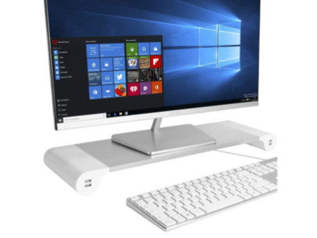 UNiLUX Support pour écran STUDY, 4 prises USB, argent/blanc
