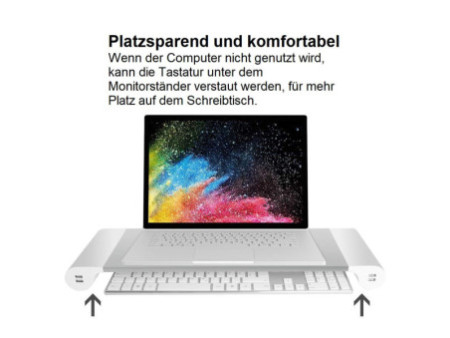 UNiLUX Support pour écran STUDY, 4 prises USB, argent/blanc
