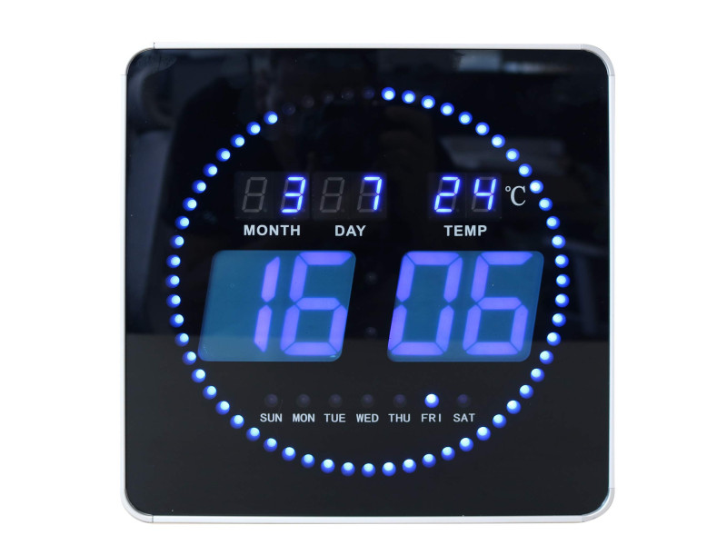 UNiLUX Horloge murale LED FLO, date/température, noir