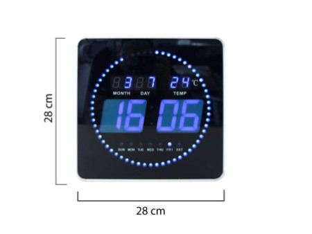 UNiLUX Horloge murale LED FLO, date/température, noir