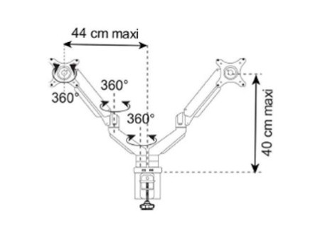 UNiLUX Bras support pour écran TFT/LCD ERGO TWIN double noir