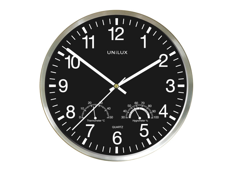 UNiLUX Horloge murale WETTY, diamètre : 300 mm, noir