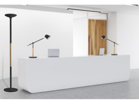 UNiLUX Lampadaire à LED PRYSKA, dimmable, hêtre/noir