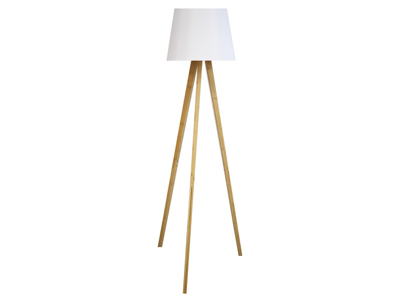 UNiLUX Lampadaire à LED TOOKA, hauteur 1520 mm, blanc/bambou