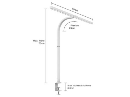 UNiLUX Lampe de bureau à LED STRATA, pied de serrage, blanc