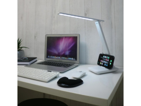 UNiLUX Lampe de bureau à LED et batterie HALO, pied, blanc