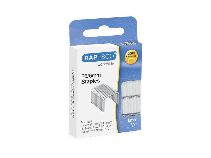 RAPESCO Agrafes 26/6, 2.000 pièces, galvanisé