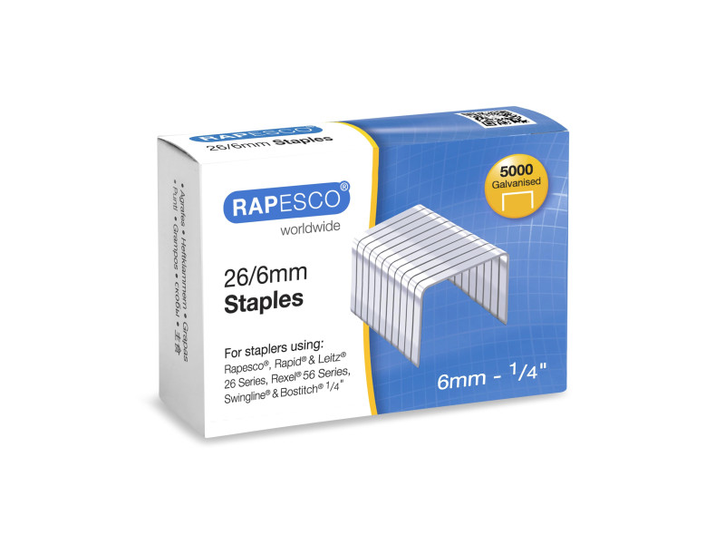 RAPESCO Agrafes 26/6, galvanisées, 5.000 pièces