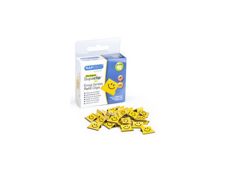 RAPESCO Clips à documents Supaclip 40, jaune, motif Smile