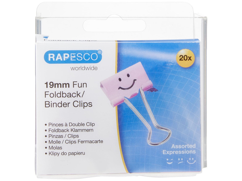 RAPESCO Pince double clip, (L)19 mm, rose, émoticône