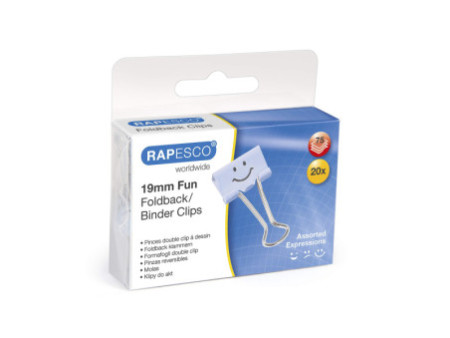 RAPESCO Pince double clip, (L)19 mm, bleu clair, émoticône