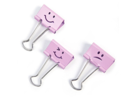RAPESCO Pince double clip, (L)32 mm, rose, émoticône