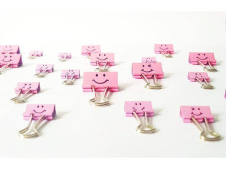 RAPESCO Pince double clip, (L)32 mm, rose, émoticône