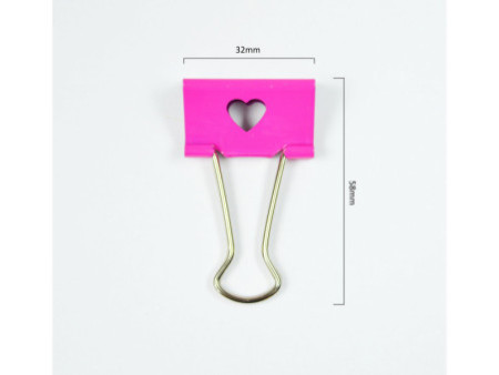 RAPESCO Pince double clip, (L)32 mm, coeur, rose