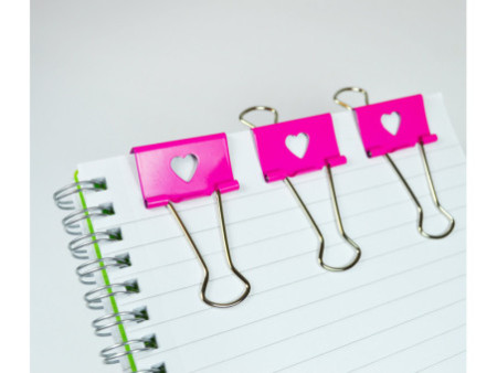 RAPESCO Pince double clip, (L)32 mm, coeur, rose