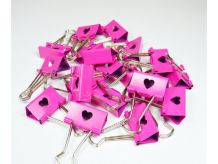 RAPESCO Pince double clip, (L)32 mm, coeur, rose