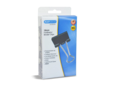 RAPESCO Pince double clip, largeur: 19 mm, noir, 80 pièces