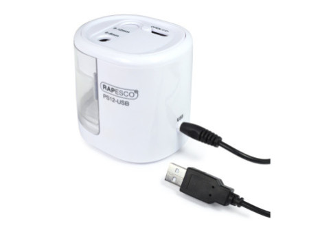 RAPESCO Taille-crayon électrique double PS12-USB, blanc