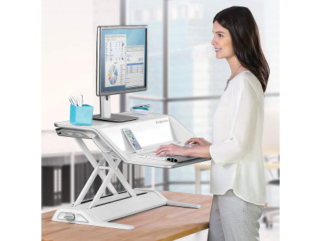 Fellowes Station de travail assis-debout Lotus, blanc