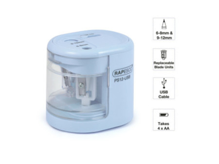 RAPESCO Taille-crayon électrique double PS-12-USB, bleu