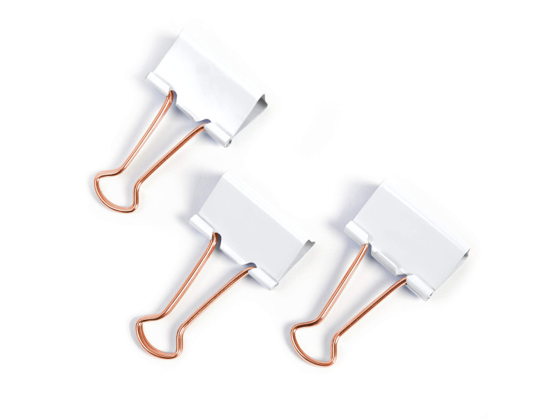 RAPESCO Pince double-clip, (L)19mm, blanc/or rose, 80 pièces