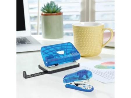 LEITZ Kit agrafeuse et perforateur, bleu transparent