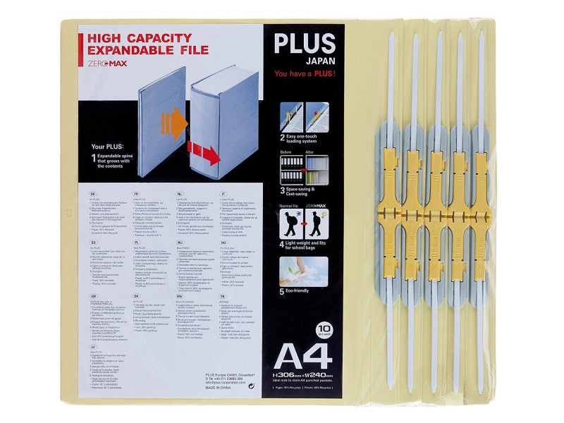 PLUS JAPAN Classeur d'archives ZEROMAX, A4 large, beige