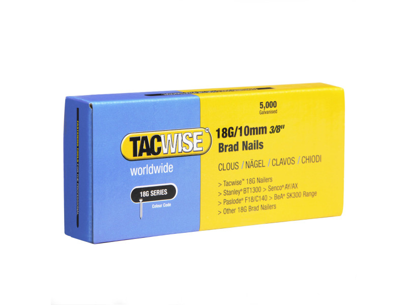 TACWISE Clous 18G/10 mm, galvanisé, 5.000 pièces