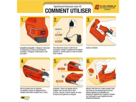 TACWISE Agrafeuse rechargeable 53-13EL, sans fil, 12 Volt