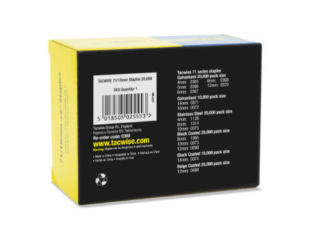 TACWISE Agrafes 71/10 mm galvanisées, 20.000 pièces