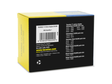 TACWISE Agrafes 71/12 mm galvanisées, 20.000 pièces