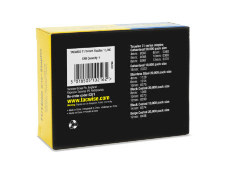 TACWISE Agrafes 71/14 mm galvanisées, 10.000 pièces